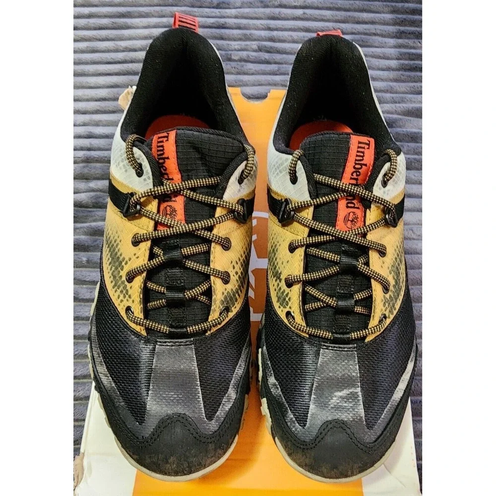 Timberland® (Men's 9 M) Trailquest™ Low Hiking Shoes in Black Mesh With Wheat